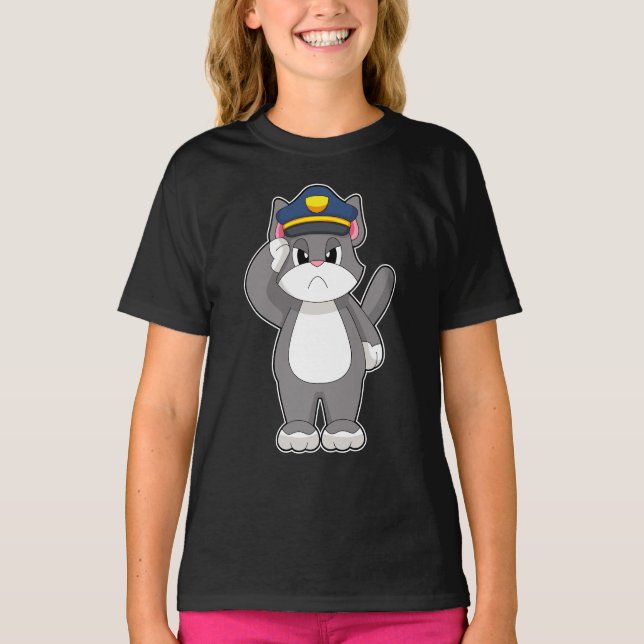 Cat Cop Police T Shirt (Framsida)