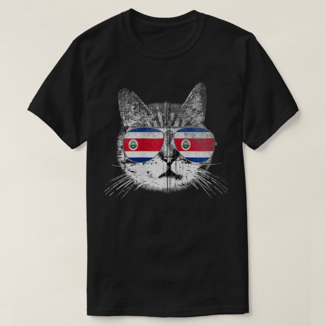 Cat Costa Rica Flagga Land Retro Manar Women Kids T Shirt (Design framsida)