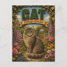 Cat Cottage Garden POPCUT Vykort
