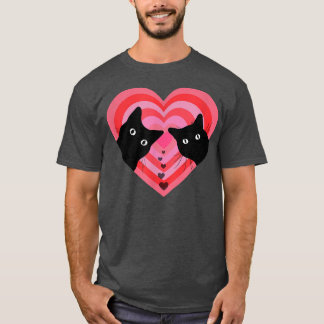 Cat Couple Retro Vintage Funny Black Cat Valentin T Shirt
