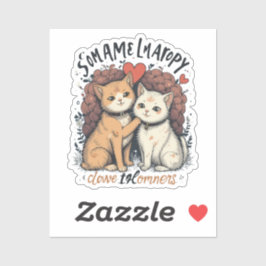 Cat Couple Vinyl Sticker Cute Romantic Kattdjur Klistermärken