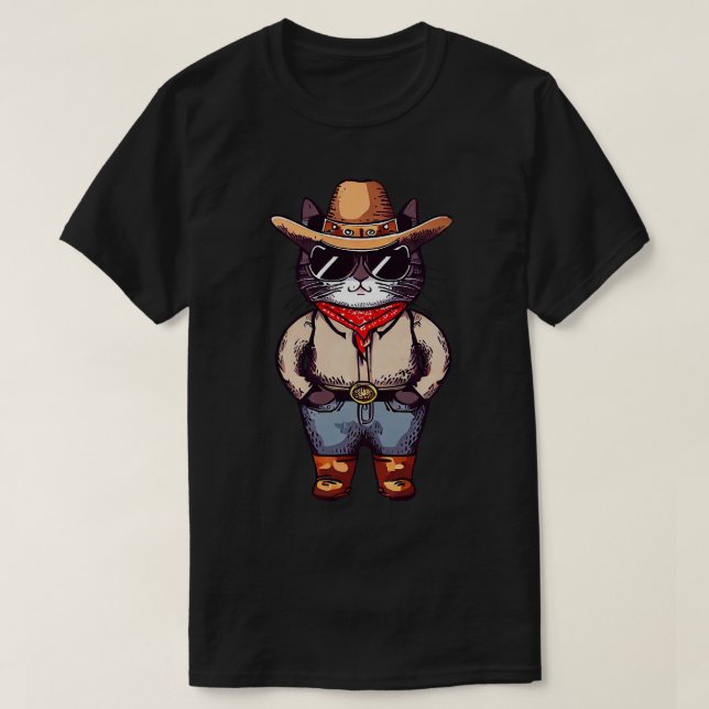 Cat Cowboy T Shirt (Design framsida)