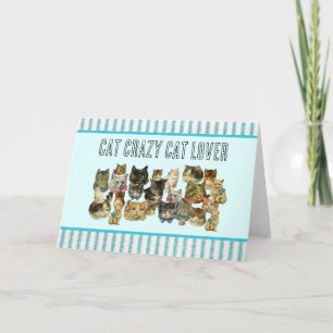 Cat Crazy Cat Lover-gratulationskort Tack Kort