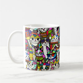 Cat Crazy Clowder of cat, färglös gåva Kaffemugg