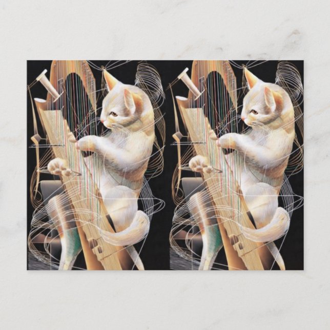 Cat Crescendo – Surrealist Art Postcard Vykort (Framsida)