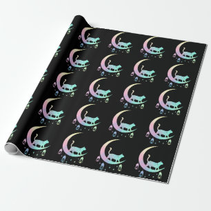 Cat Crescent Måne Horoscope Pastel Goth Wicca Presentpapper