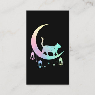 Cat Crescent Måne Horoscope Pastel Goth Wicca Visitkort