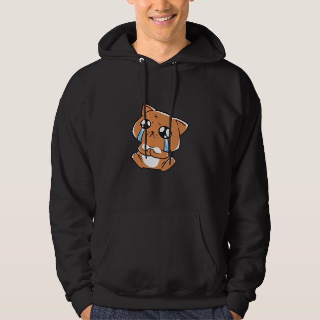 cat crying sad cute kitty hoodie (Framsida)