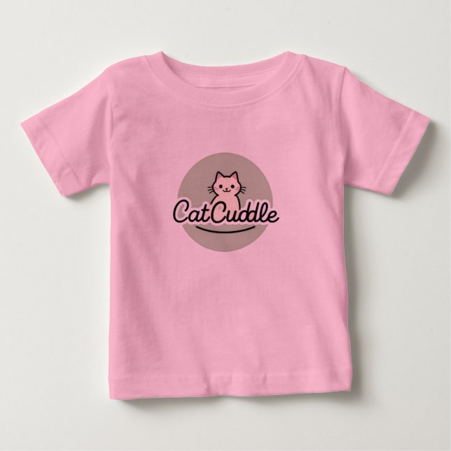Cat Cuddle Cute Tecknad Kattunge T-Shirt (Framsida)