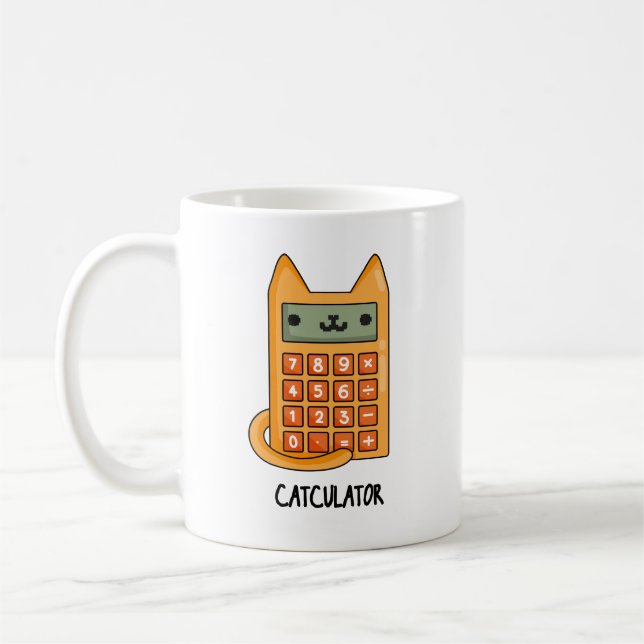 Cat culator Funny Calculator Pun Kaffemugg (Vänster)