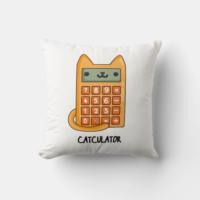 Cat culator Funny Calculator Pun Kudde (Framsida)