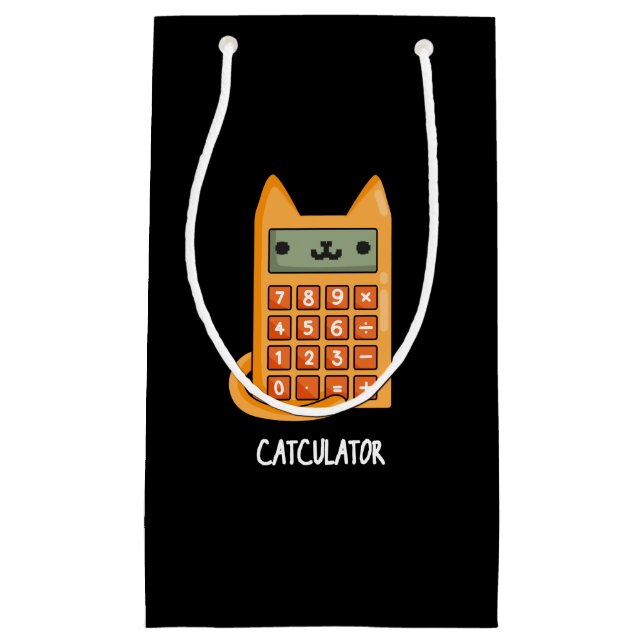 Cat culator Funny Calculator Pun Mörk BG (Framsidan)