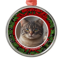 Cat Custom photo First Christmas wreath