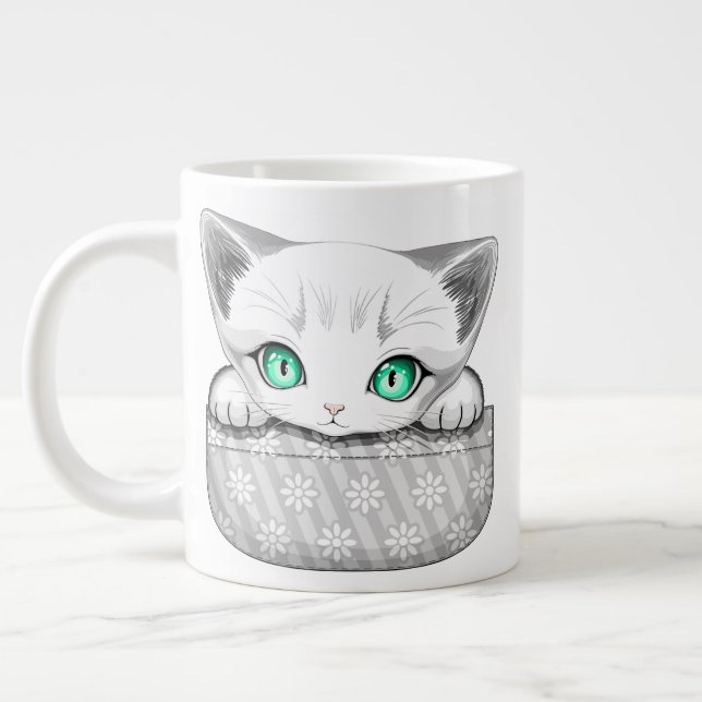 Cat Cute and Playful peaking from a Pocket Jumbo Mugg (Vänster)