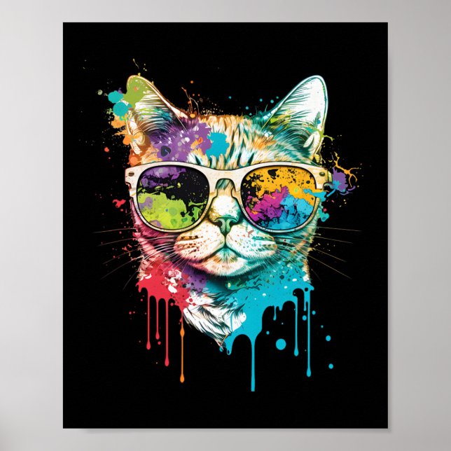 Cat Cute Cat Motif Pop Art Cat Poster (Framsidan)