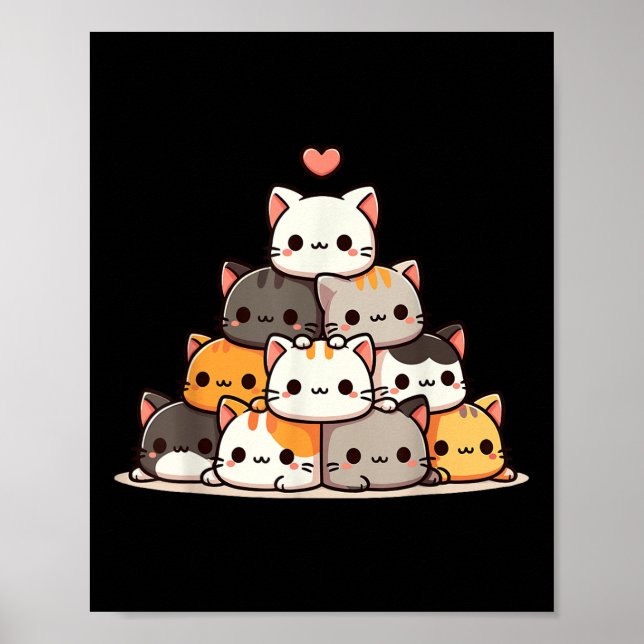 Cat Cute Cats Anime Kawaii Neko Poster (Framsidan)