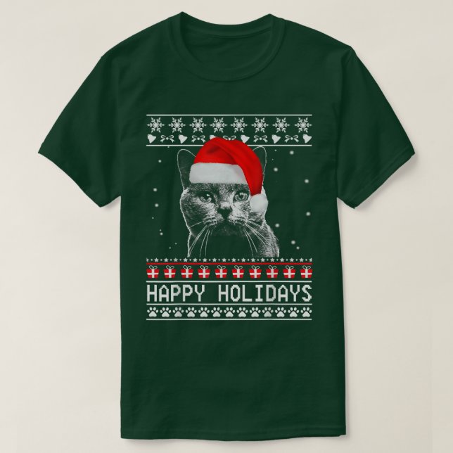 Cat Cute Glad helg julklapp Lover Julafton T T Shirt (Design framsida)