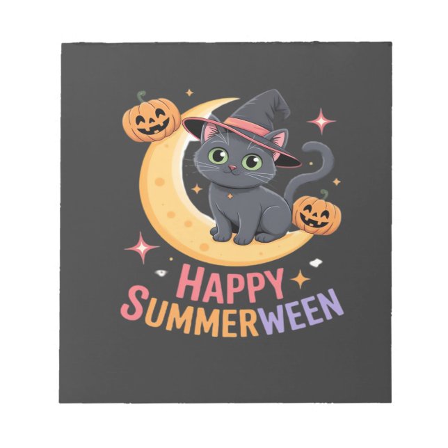 Cat Cute Halloween Aesthetic Essential T-Shirt Anteckningsblock (Framsida)