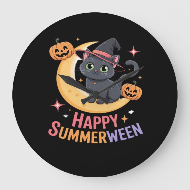 Cat Cute Halloween Aesthetic Essential T-Shirt Stor Klocka (Framsida)