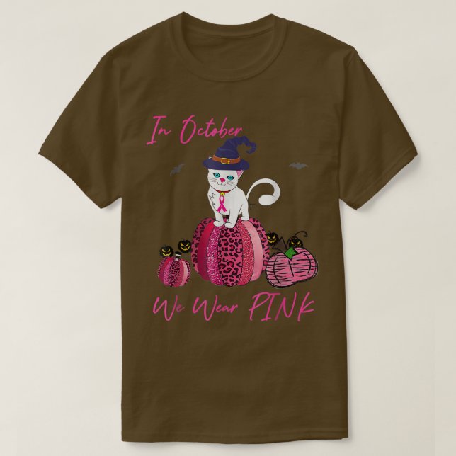 Cat Cute i oktober Bära Rosa Breast Cancer Awa T Shirt (Design framsida)