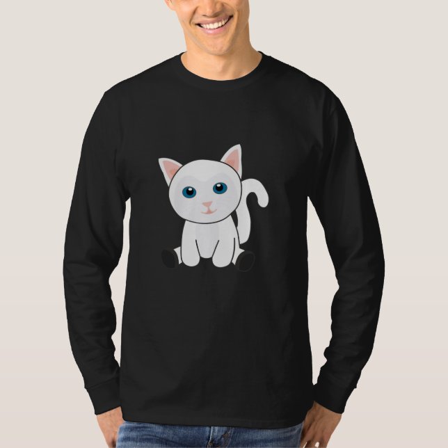 Cat Cute Kitten White Cats Cute Cute Animals T Shirt (Framsida)
