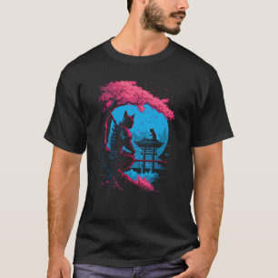 Cat Cute Ninja Japansk djurbesättning Illustration T Shirt
