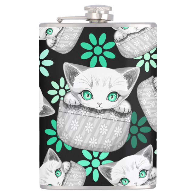 Cat Cute och Playful peading från en Pocket Fickplunta (Framsidan)
