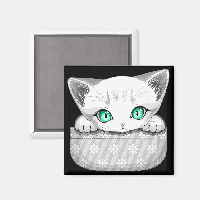 Cat Cute och Playful peading från en Pocket Magnet (Front/Back)