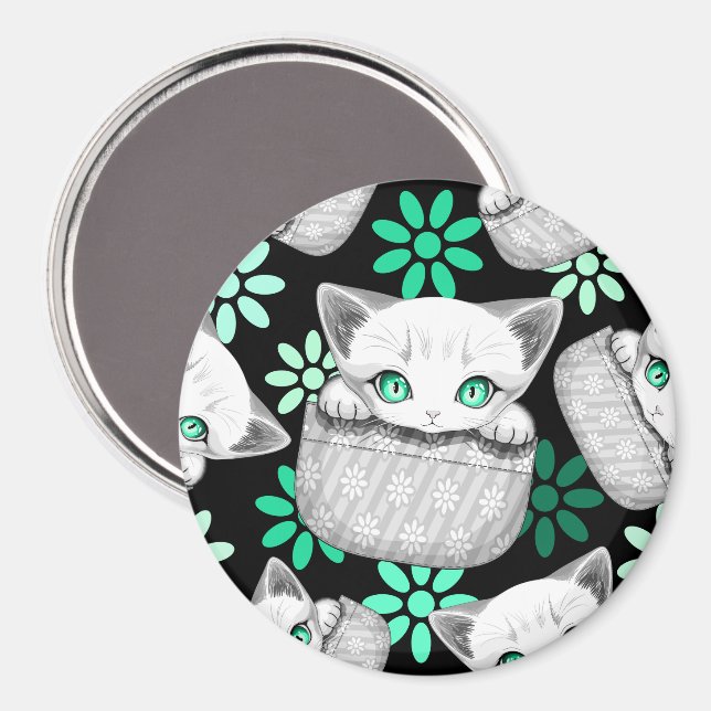 Cat Cute och Playful peading från en Pocket Magnet (Front/Back)