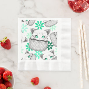 Cat Cute och Playful peading från en Pocket Pappersservett