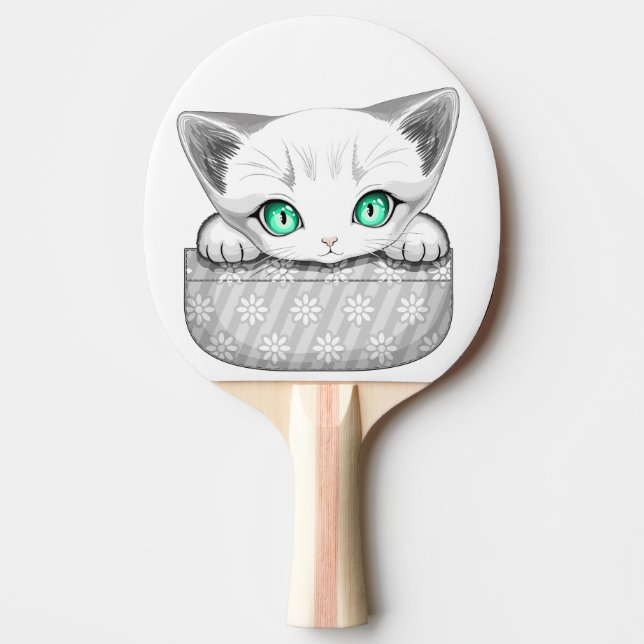 Cat Cute och Playful peading från en Pocket Pingisracket (Framsidan)