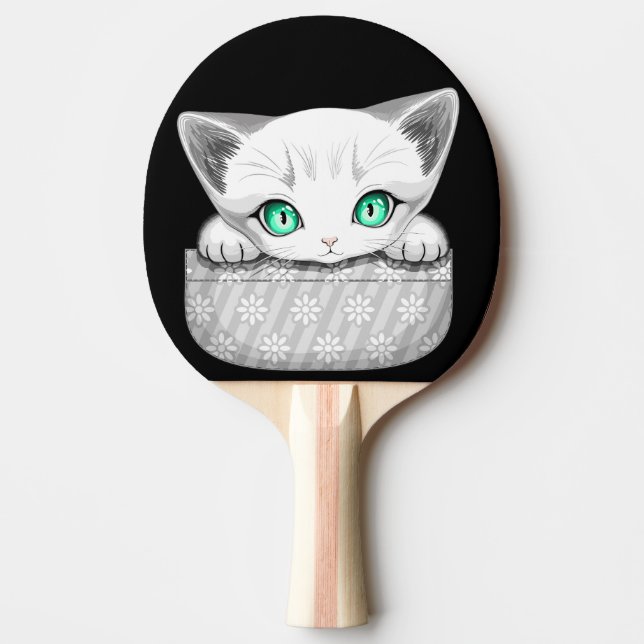 Cat Cute och Playful peading från en Pocket Pingisracket (Framsidan)