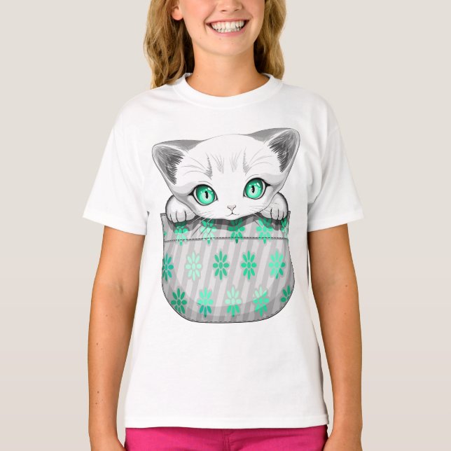 Cat Cute och Playful peading från en Pocket T Shirt (Framsida)
