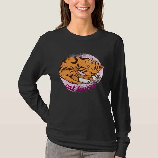 cat  cute sleeping t shirt (Framsida)