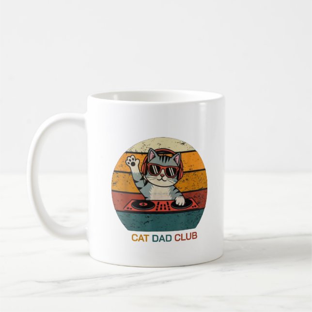 CAT DAD CLUB / Funny Retro misician Kaffemugg (Vänster)