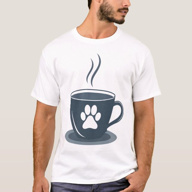 Cat Dad Coffee – Minimalist Cat Paw & Mug Tee for  (Framsida)
