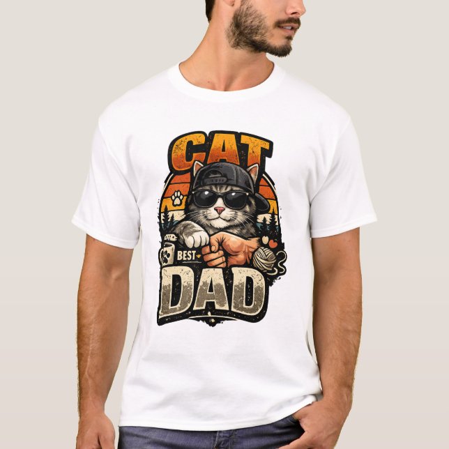 Cat Dad – Cool Cat Father Graphic Design T Shirt (Framsida)