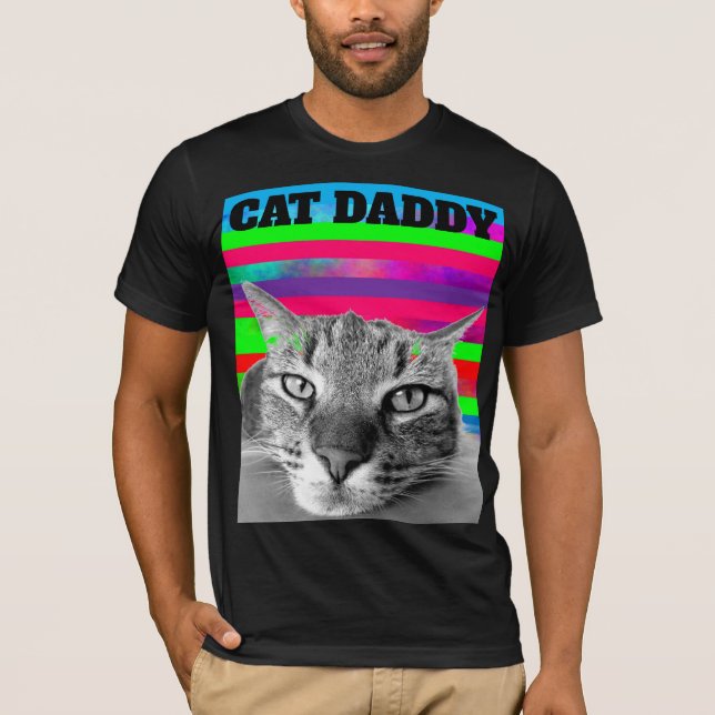 CAT DAD DADDY RETRO T-SHIRT (Framsida)