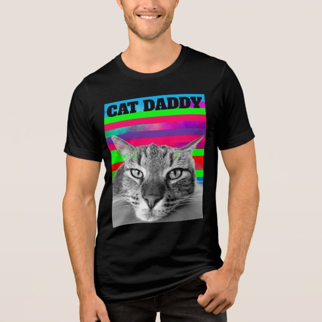 CAT DAD DADDY RETRO T-SHIRT (Framsida)