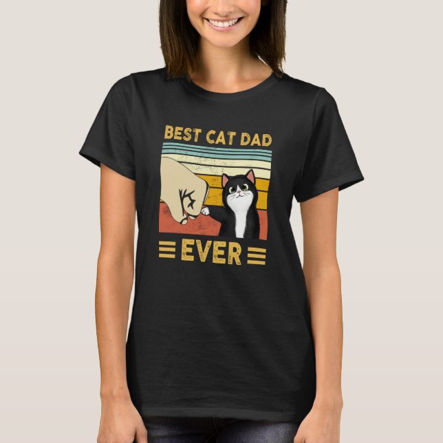 Cat Dad Father's Day 2023 Cat Daddy Retro Best Cat T Shirt (Framsida)