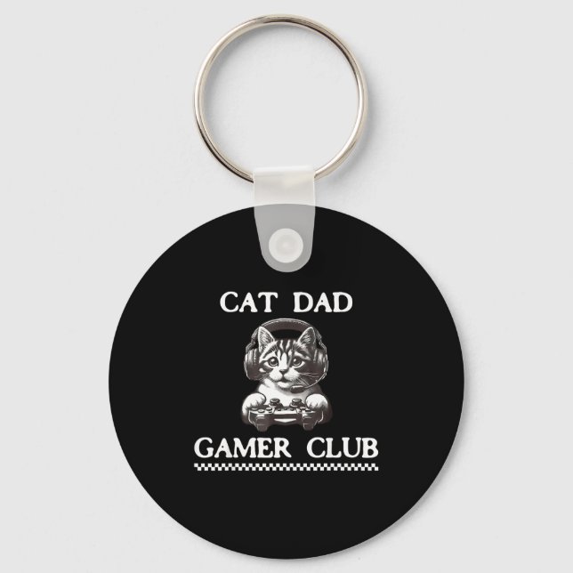 Cat Dad Gamer Club Funny Cat Lover Gaming Game Fat Nyckelring (Framsida)