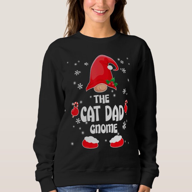 Cat Dad Gnome Family Matching Christmas Pajama T Shirt (Framsida)