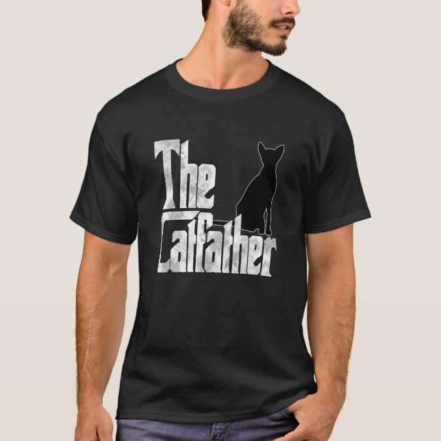 Cat Dad The Catfather Crazy Black Cat Father Kitty T Shirt (Framsida)