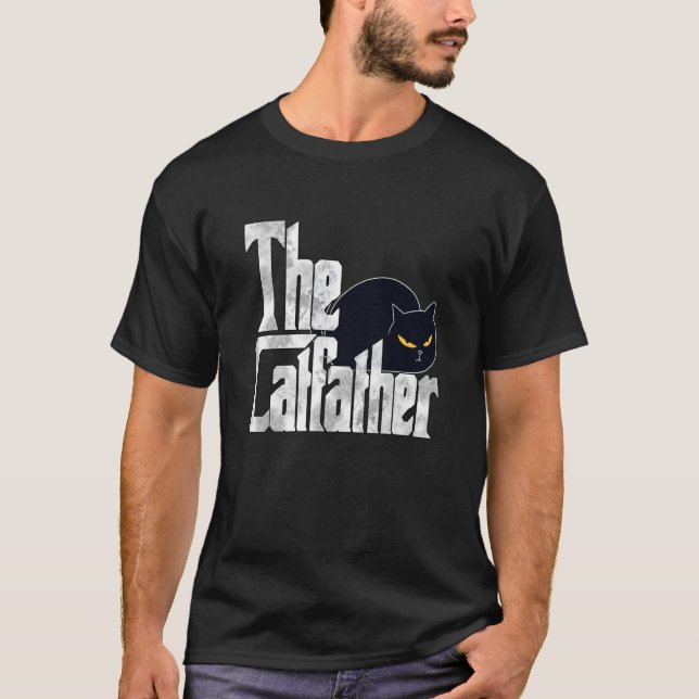 Cat Dad The Catfather Crazy Black Cat Father Kitty T Shirt (Framsida)