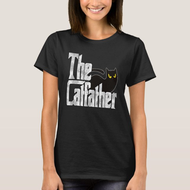 Cat Dad The Catfather Crazy Black Cat Father Kitty T Shirt (Framsida)