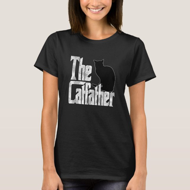 Cat Dad The Catfather Crazy Black Cat Father Kitty T Shirt (Framsida)