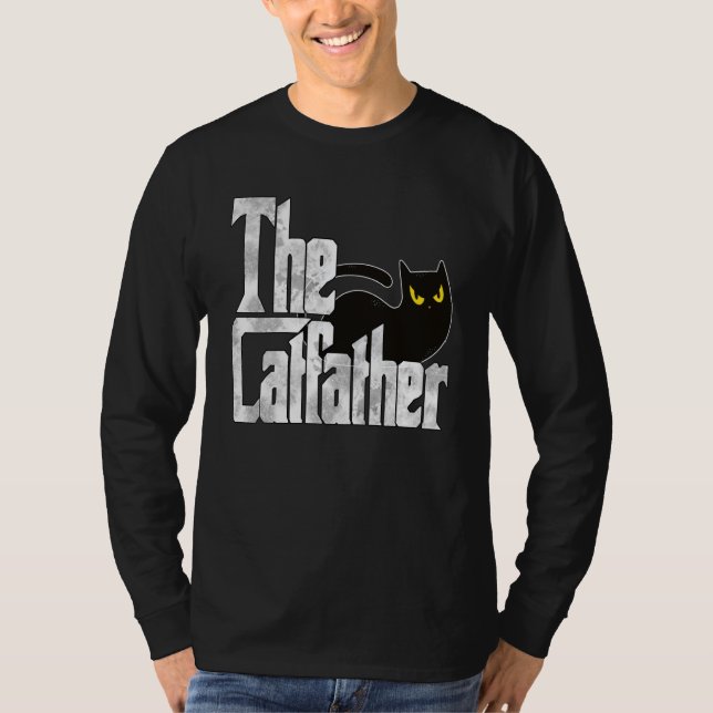 Cat Dad The Catfather Crazy Black Cat Father Kitty T Shirt (Framsida)