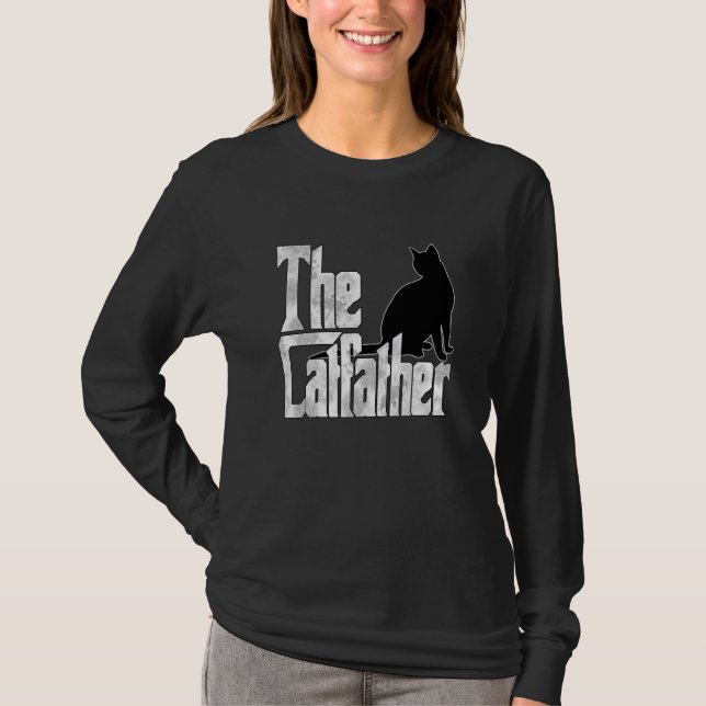 Cat Dad The Catfather Crazy Black Cat Father Kitty T Shirt (Framsida)