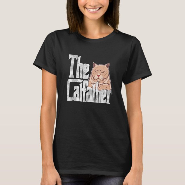 Cat Dad The Catfather Crazy Cat Father Kitty Daddy T Shirt (Framsida)