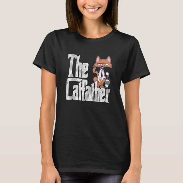 Cat Dad The Catfather Crazy Coffee Cat Father Kitt T Shirt (Framsida)